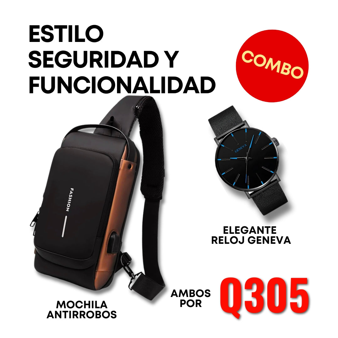 Mochila Antirrobos + Reloj Geneva GRATIS